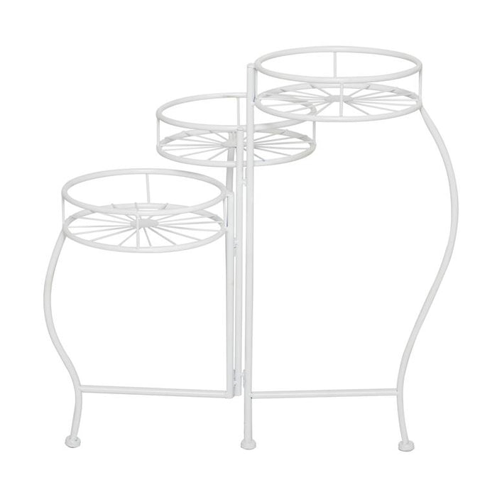 WHITE METAL STARBURST INDOOR OUTDOOR 3 TIER PLANTSTAND