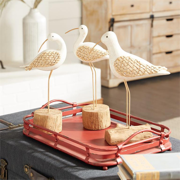 WHITE POLYSTONE BIRD SCULPTURE