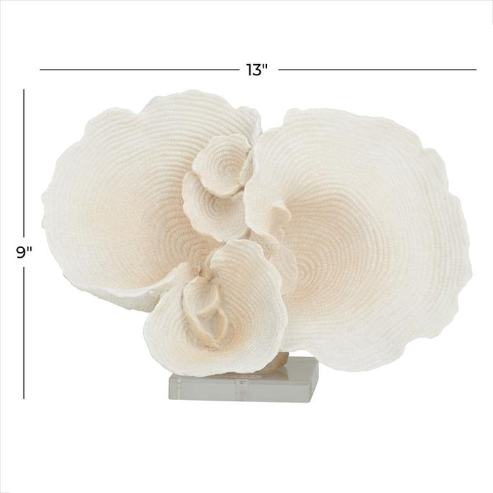 WHITE POLYSTONE CORAL SCULPTURE