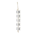 WHITE WOOD COASTAL RELAX BLOCKS WALL DECOR,