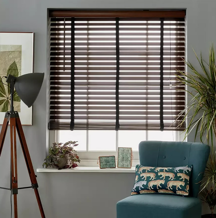 Wooden Brown 50mm Slat Venetian Blind 90cm | Window Privacy Blind Home