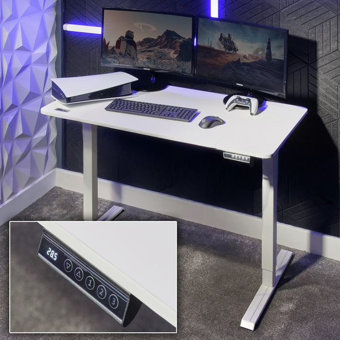 X Rocker Ascend Electric Height Adjustable Gaming Desk-White |Streamer Workspace