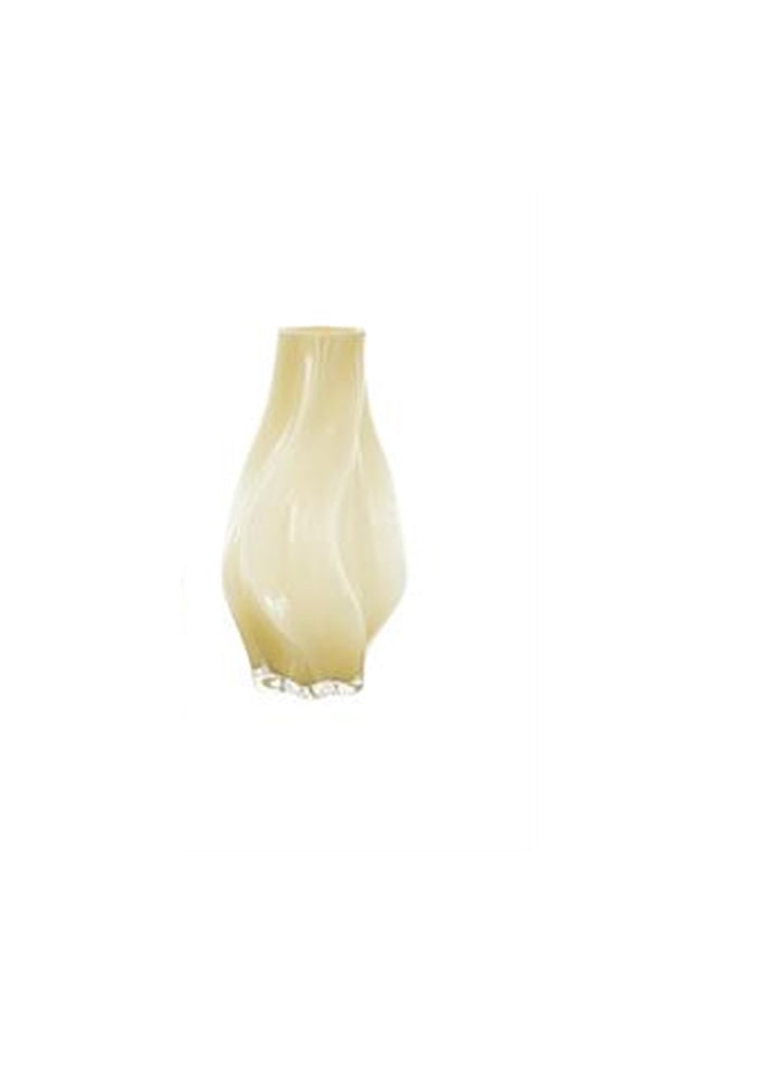 Yellow Glass Abstract Wavy Ombre Decorative Vase