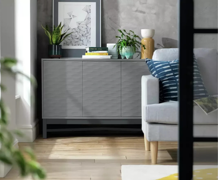Zander Textured Large Sideboard - Grey ( B Grade )