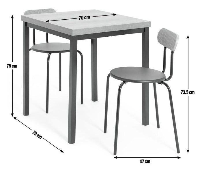 Zayn Wood Effect Dining Table & 2 Black Chairs